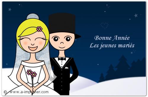Les jeunes mariés Carte postale Bonne Année 2021 : Couple de jeune mariés.