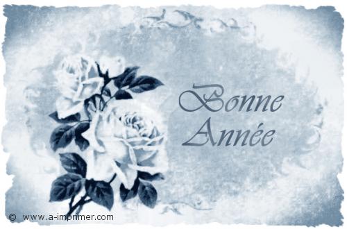Bonne Année Carte postale Bonne Année 2021 : bouquet de roses blanches.