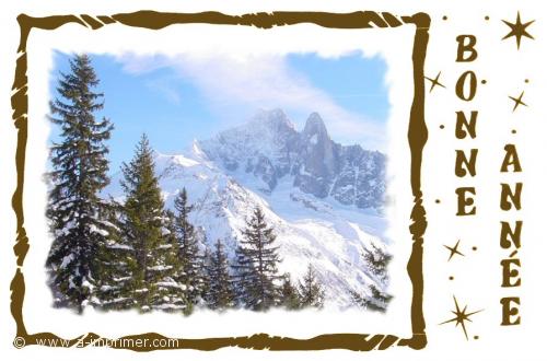 Bonne Année Carte postale Bonne Année 2021 : Montagnes enneigées.