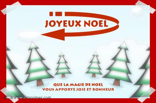 Carte postale joyeux nol : Des sapins dans la neige.