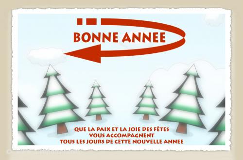 Bonne Année Carte postale Bonne Année 2020 : Des sapins dans la neige.