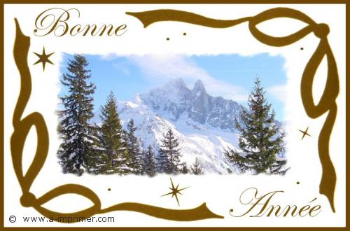 Bonne Année Carte postale Bonne Année 2021 : Montagnes enneigées.