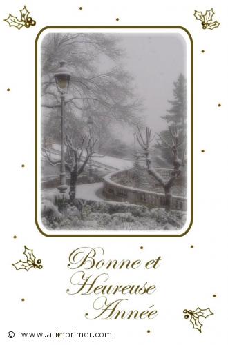 Carte postale Bonne Année 2021 : paysage enneigé.