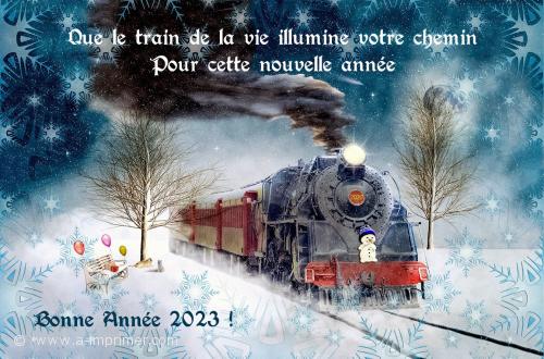 Bonne Année Que le train de la vie illumine votre chemin pour cette nouvelle année 2023