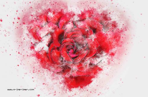 Carte postale d'un bouquet de fleurs en forme de coeur