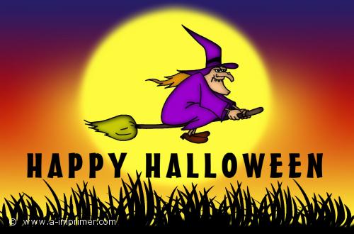 Sorcière Carte postale pour fêter un joyeux Halloween
