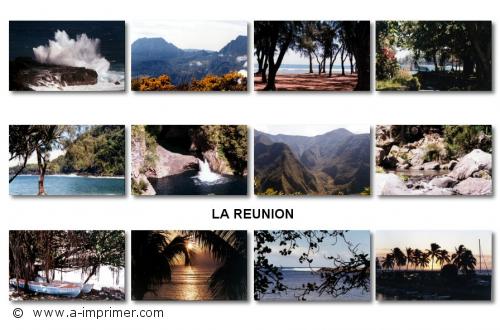 La Réunion Carte postale méli melo de photos de la Réunion.