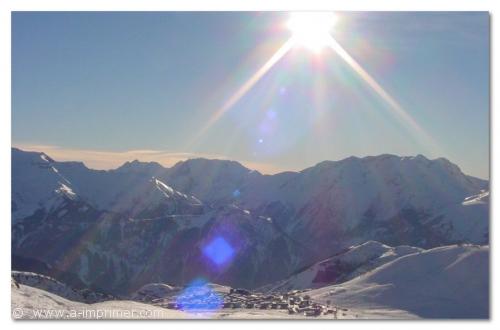 Huez Carte postale des montagnes des Alpes.